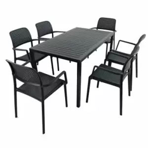 Image of Nardi Cube Dining Table With 6 Bora Chair Set Anthracite