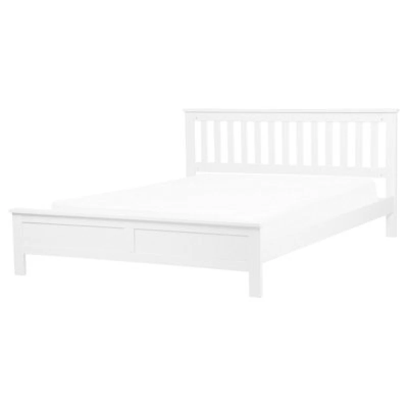 Image of Beliani Bed Pine Wood Mayenne 160 X 200 Cm (Eu King Size) White