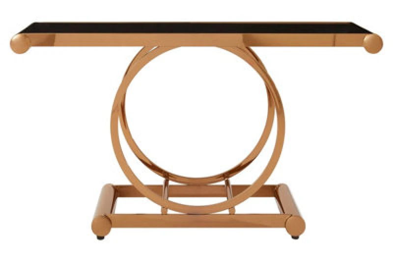 Image of Premier Housewares Contemporary Design Rose Gold Console Table, Versatile Hallway Table, Easily Maintained Modern Console Table Gold