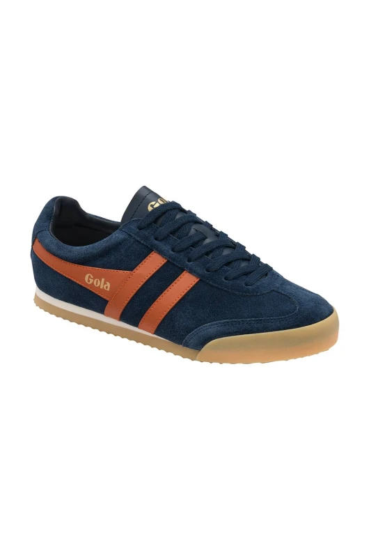 Image of Gola Classics Mens 'Apollo' Suede Lace-Up Trainers in Mid Navy Size: 10 Mid Navy Male 10