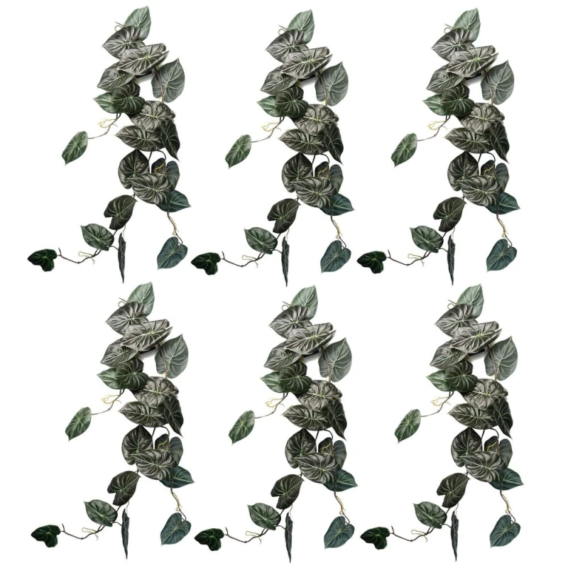 Image of Leaf 6 x 120cm Artificial Hanging Trailing Plant Alocasia Dragon Scale Dark Green unisex