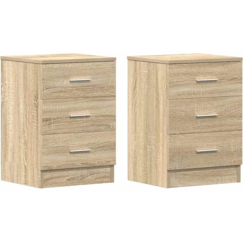 Image of VIDAXL Bedside Cabinets 2 pcs Sonoma Oak 38x35x56cm Engineered Wood Vidaxl 8719883738543