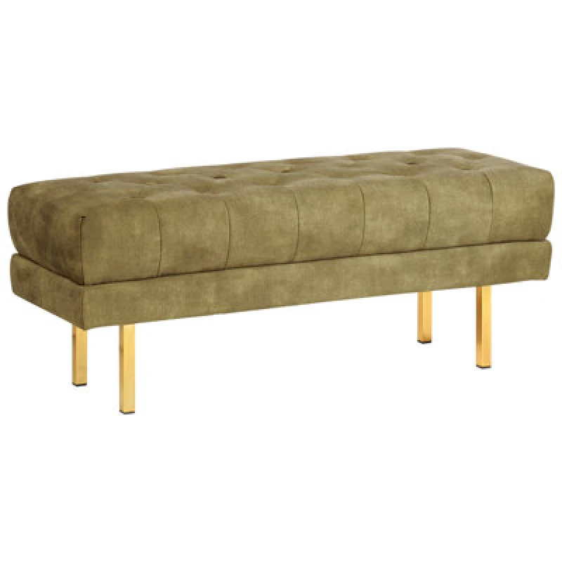 Image of Beliani Bench Roseville Velvet Olive Green