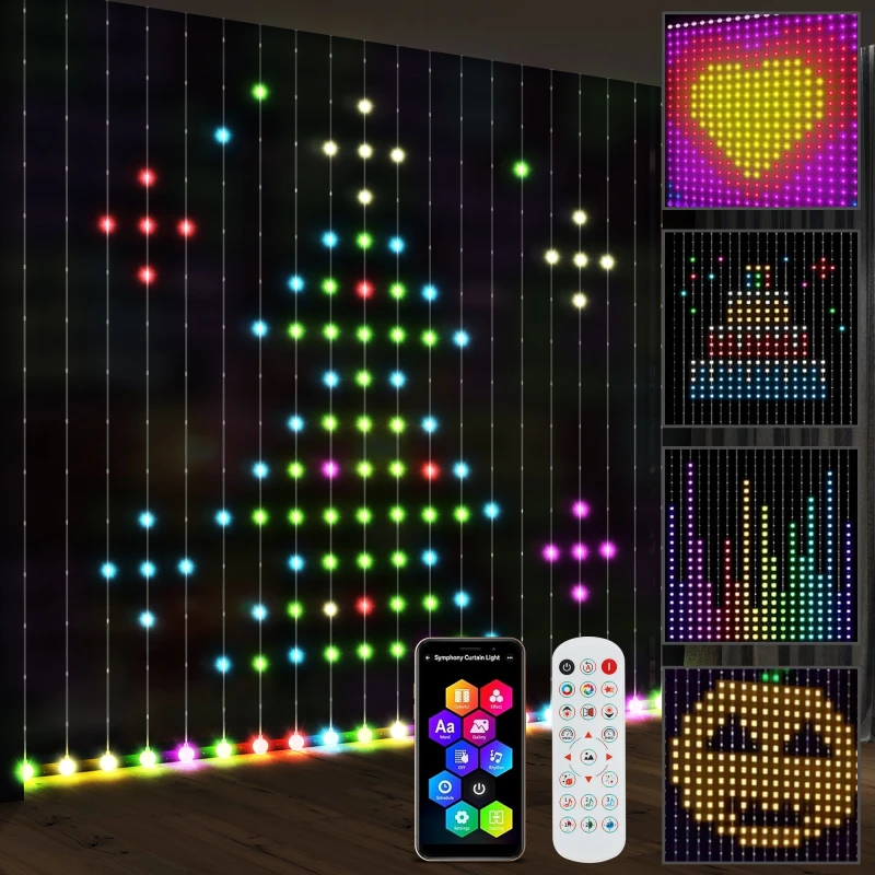 Image of HOMCOM Smart LED Curtain Lights - Dynamic DIY Fairy Lights - 3x3(m) TJ Hughes Clear 5063603665330