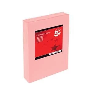 image of 5 Star A4 Coloured Copier Paper Multifunctional Ream wrapped 80gsm Salmon Pack of 500 Sheets