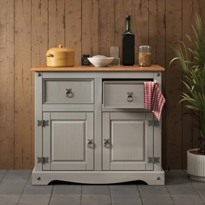 Image of MERCERS FURNITURE Corona Grey Wax 2 Door Sideboard 5060335867698