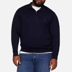Image of Tommy Hilfiger Mens Big & Tall Pima Organic Cotton & Cashmere Mock Zip Jumper - Desert Sky - 4XL