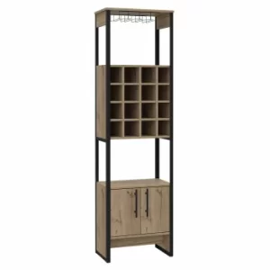 Brooklyn 2 Door Tall Wine Rack with Cupboard, Pine