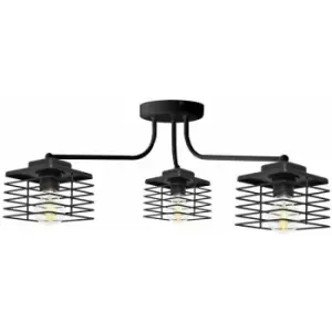 image of Helam Edison Multi Arm Semi Flush Ceiling Light Black 65cm