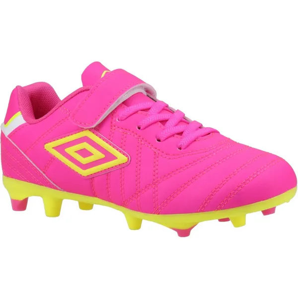 Image of Umbro Boys Speciali Liga Firm Grnd Jnr Rugby Football Boots UK Size 10 (EU 27.5) Hot Pink UMB006-HTPink-10
