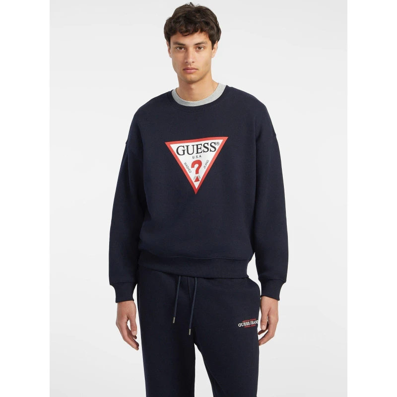 Image of Guess Jeans Oversized Iconic Sweatshirt Ocean A71W male Small