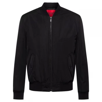 image of Hugo Boss Boris 212 Red Patch Logo Bomber Jacket Black Size S Men