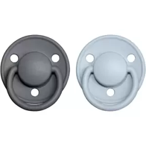 Image of BIBS De Lux Natural Rubber Size 2: 6+ months dummy Iron / Baby Blue 2 pc