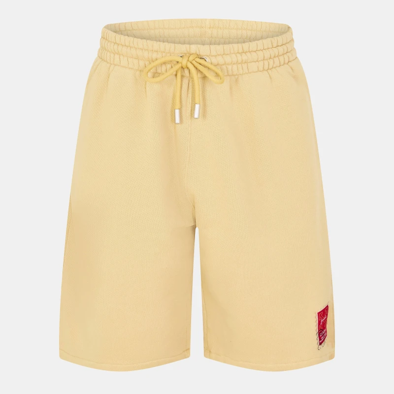 Image of Off White Mens Logo Fleece Jogger Shorts Beige/Red male XS