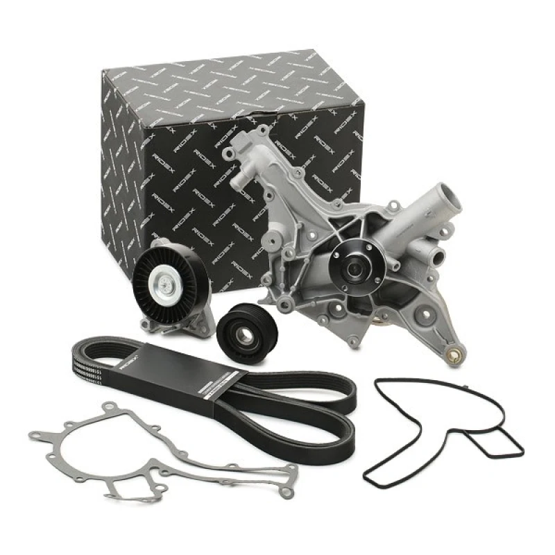 Image of RIDEX 4172P0004 Water Pump + V-Ribbed Belt Kit with water pump Water Pump + V-Ribbed Belt Kit (4172)