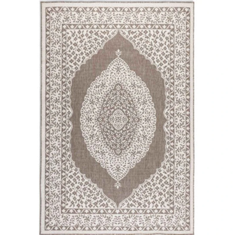 Image of The Rugs Gemini Reversible Indoor & Outdoor Rug Polypropylene Medallion Rug In Beige