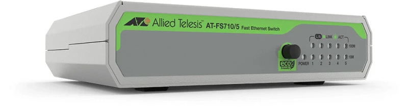 Image of Allied Telesis Allied Telesis FS710/5 Unmanaged Fast Ethernet (10/100) Green, Grey AT-FS710/5-30