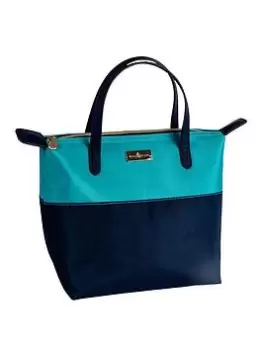 image of Beau & Elliot 'Colour Block' - Luxury Insulated Lunch Tote - Aqua/Navy (7 Litre)