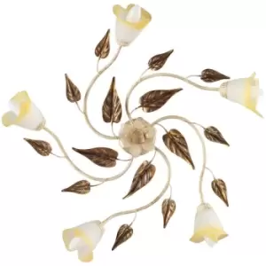 image of Onli Vanda 5 Light Multi Arm Semi Flush Ceiling Lamp, Ivory