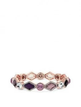 image of Mood Rose Gold Plated Pink And Purple Crystal Stretch Bracelet