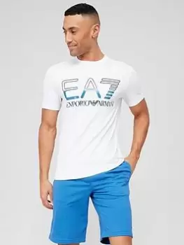 image of EA7 Emporio Armani Large Logo T-Shirt - White, Size 2XL, Men