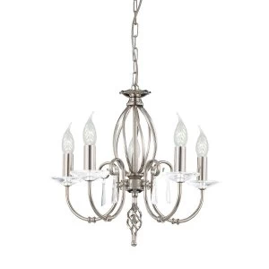 Image of 5 Light Chandelier Polished Nickel Finish, E14