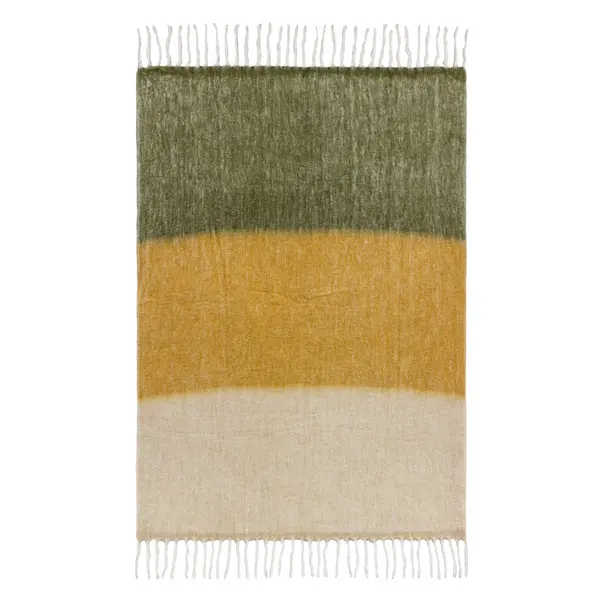 image of Rawton Ombre Throw Natural/Moss