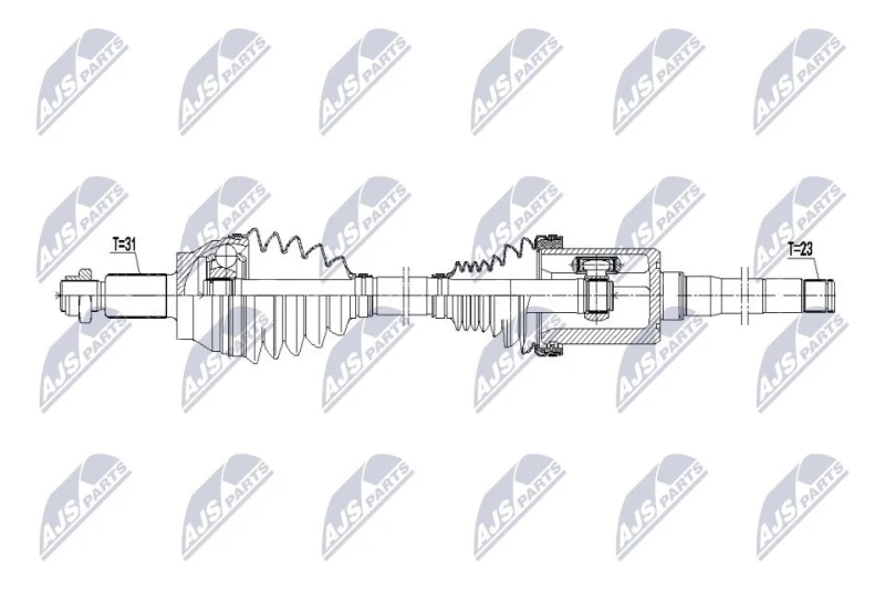Image of NTY NPW-JG-010 Drive shaft Automatic Transmission, Front Axle Right Drive Shaft (13)