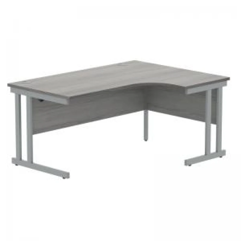 Image of Polaris Right Hand Radial DU Cantilever Desk 1600x1200x730mm Alaskan Grey Oak/Silver KF882367