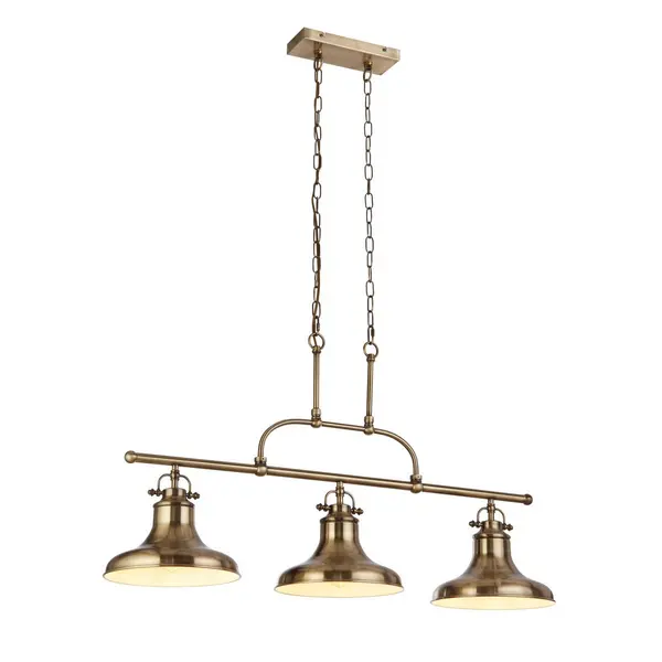 image of Dallas 3 Light Bar Pendant Antique Brass Metal