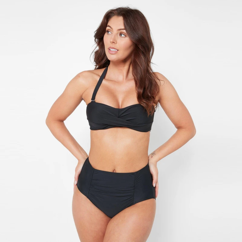 Image of Be You High Waist Ruched Front Bikini Bottom - Black 8