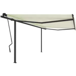 image of Vidaxl - Manual Retractable Awning with Posts 4.5x3.5 m Cream Cream