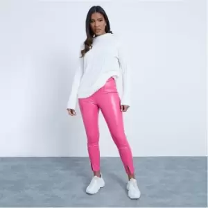 image of I Saw It First Pu Front Split Seam Leggings - Pink