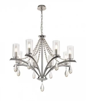 Image of Ceiling Pendant 8 Light E14 Polished Chrome, Crystal With Clear Glass