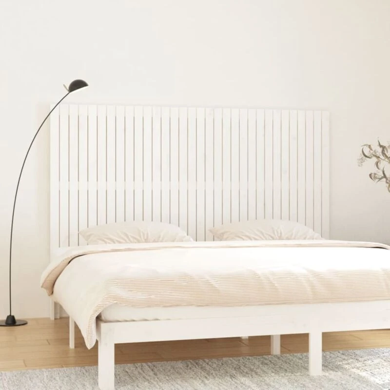Image of VIDAXL Wall Headboard White 204x3x110cm Solid Wood Pine Vidaxl 8720845686475