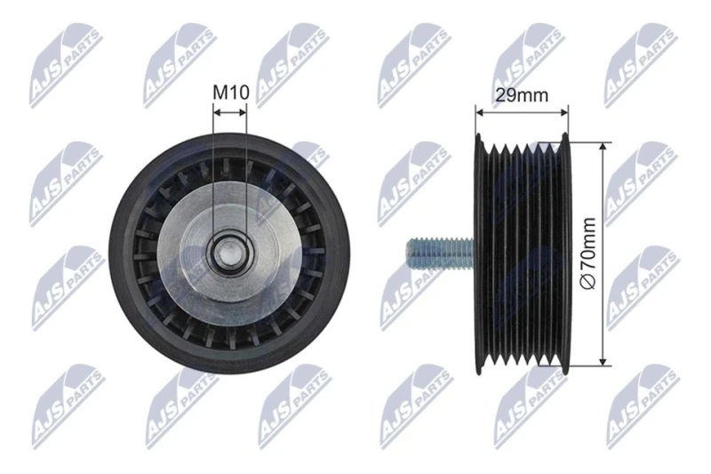 Image of NTY Deflection / guide pulley, V-ribbed belt NTY RNK-PS-005