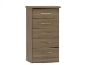 Image of Seconique Nevada Rustic Oak 5 Drawer Chest of Drawers