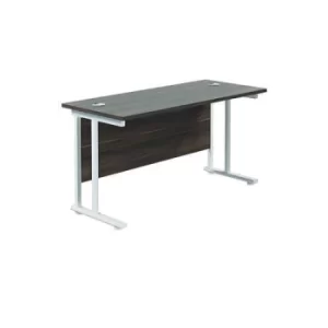 image of Jemini Rectangular Cantilever Desk 1200x600x730mm Dark Walnut/White KF806318