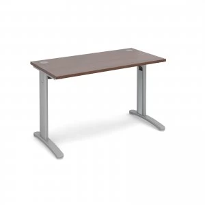 image of TR10 Straight Desk 1200mm x 600mm - Silver Frame Walnut Top