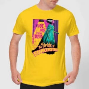 Image of Universal Monsters Retro Bride Of Frankenstein Mens T-Shirt - Yellow - L - Yellow