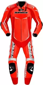 Image of Spidi Track Wind Replica Evo One Piece Motorcycle Leather Suit, white-red, Size 48, white-red, Size 48