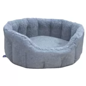 Image of P&l Superior Pet Beds Ltd Large Drop Fronted Bolster Style Pet Bed - Charcoal & Silver
