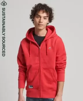 Image of Superdry Mens Organic Cotton Code Essential Zip Hoodie Red / Risk Red Marl - Size: L