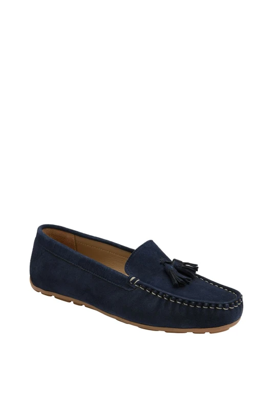Image of Ravel Womens 'Bute' Suede Loafers in Navy Size: 5 Navy Female 5
