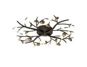 Image of 28 Light Semi-Flush, 28 x 3W LED, 3000K, 4400lm, Black, Antique Brass
