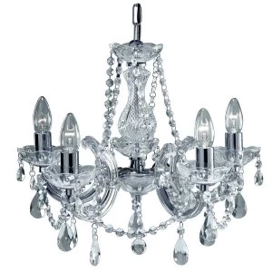 Image of 5 Light Crystal Chandelier Chrome Finish, E14