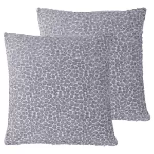 image of Paoletti Leo Twin Pack Polyester Filled Cushions Silver