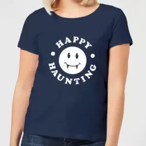 Image of Happy Haunting Womens T-Shirt - Navy - L