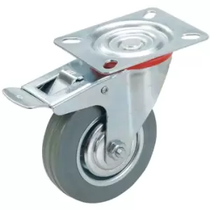 Image of Fixman - 509024) Braked Swivel Rubber Castor 100mm 70kg