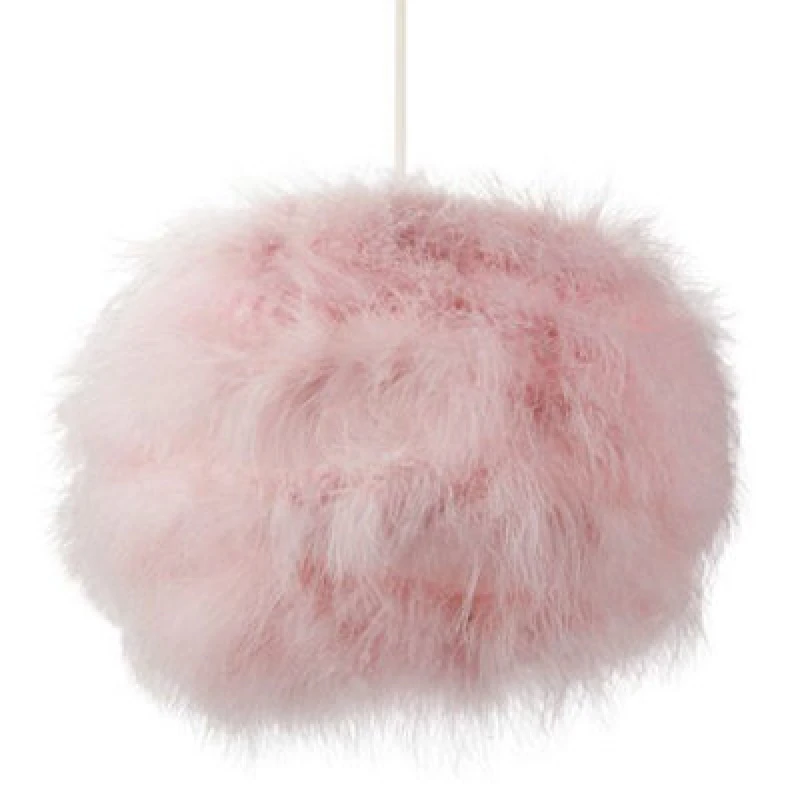Image of Happy Homewares Modern And Distinctive Small Real Pink Feather Decorated Pendant Light Shade